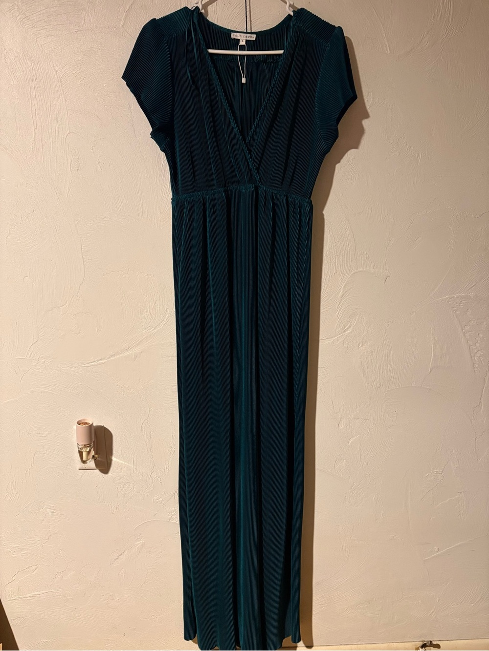 Baltic Born Deep Teal Pleated V-Neck Maxi Dress